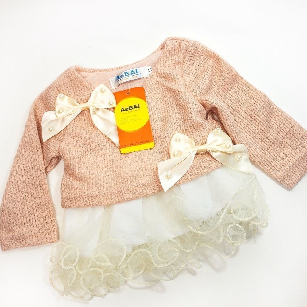 NWT Pink Sweater Dress with Ivory Tulle Sz 6-9M